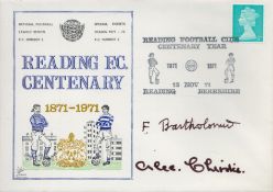 Fred Bartholomew and Alec Christie Signed Reading FC Centenary FDC With British Stamp and 13 Nov