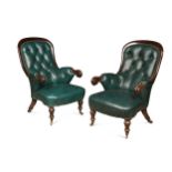 A pair of early Victorian mahogany armchairs,