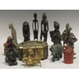 A collection of Antique and other Indian and African brass, bronze and metalwares (qty)