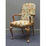 A tapestry upholstered open armchair, 102cm high 60cm wide