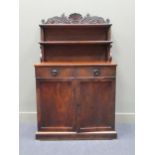 A 19th century mahogany chiffonier, the upper section with shell and leaf carved top above two