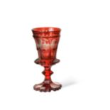 A Bohemian ruby-flashed goblet, circa 1880,