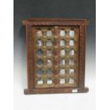 Asian wooden inlaid mirror, 56 x 48 cm