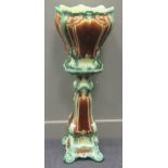 A Majolica jardiniere and pedestal 102cm high