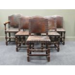 Set of six Cromwellian style dining chairs, including a carver