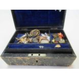 A jewellery box containing a collection of jewellery including a hallmarked 18ct gold signet ring,