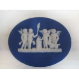 Wedgewood blue jasperware oval medallion c.1800 6cm high and 8cm wide