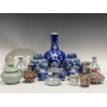 A collection of Chinese items including Ming celadon, crackle glaze, Jun ware and blue and white (