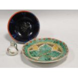 A Della Robia dish, a Poole bowl and a miniature Moore Bros vaseCondition report: The miniature