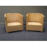 Pair of wicker tub chairsCondition report: dimensions 71 x 72 x 60 cm