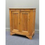 A French pine side cabinet fitted a frieze drawer with cupboard under on bracket feet, 112 x 101 x