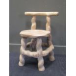 An Italian style Grotto chair and 3 pine large bowls, largest bowl, 18 x 17 x 49 cm (4)Condition