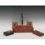 Various small ornaments, including a pair of soapstone bookends, modern Chinese bowl, modern