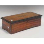 A Victorian musical box with 12cm cylinder playing 6 airs, (some teeth of comb broken)Condition