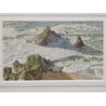 Donald Greig, Bantham, South Devon, watercolour c.1986, label verso, 27 x 46cm