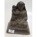 A painted carved wood Madonna and Child, possibly Goan, 19th centuryseated cross legged on a