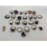 A collection of varous silver and gemstone rings and pendants, together with some identification