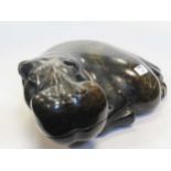 An African Stone Hippopotamus, 19 x 48 x 29cm