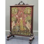 A Victorian firescreen with pull up needlework panel, 99 x 65 x 10cmCondition report: Signs of