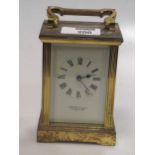 A brass carriage clock retailed by Garrard & Co.
