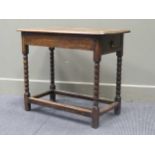 An early 20th century oak side table with frieze drawer, 66 x 77 x 39cm