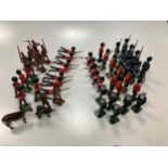 A group of painted lead model soldiers, including mounted officers (loose)