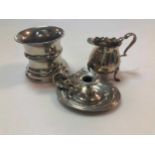 a collection of silverware including 5 pierced bon bon dishes, a modern cream jug, another cream