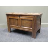 A small 18th century oak coffer, 58 x 95 x 47cm