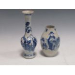 A Chinese blue and white vase decorated with women four character mark to base together with another