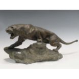 A spelter figure of a panther after T. Cartier 31.5cm high