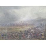 Attributed to F. Watson Wood, (British 1862-1953), watercolour of battle scene, mounted, verso 'I