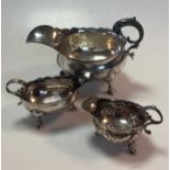 Three mid 18th century silver sauceboats, 16.7ozt gross (3)