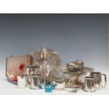 A large quantity of electroplate including flatware, trays, bottle coasters, baskets etc.