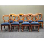 Two sets of four 19th century balloon back dining chairs (8)