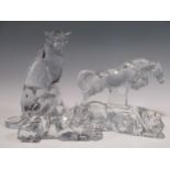 A collection of Baccarat glass animals to include, lionesses and a horse, tallest 29cmCondition