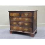 George III oak chest of two short and three long drawers 85 x 96 x 46cm