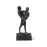 A contemporary bronze study of a mother and child,