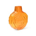 Geoffrey Baxter for Whitefriars, a large tangerine glass ‘Banjo’ vase