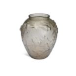 A large Muller Freres smokey glass vase,