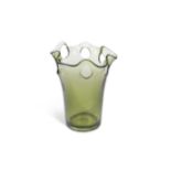 A mid-century Murano green glass vase,