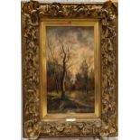 S William (British, 19th Century)Figure on country path in a woodland landscape; and Figure on a