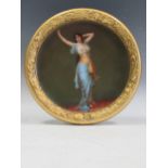 Vienna plaque painted with a young lady in pose, marked to the reverse, gilt framed