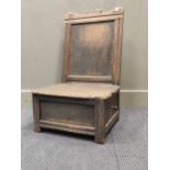 An oak box seat with single end drawer, 19th century