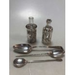 A silver tablespoon by Hester Bateman, along with two (probably) early spoons and two perfume