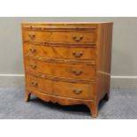 A modern yew wood small bowfront bachelors chest 79 x 76 x 50cmProvenance: Landwade Hall, Exning,