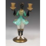 Attributed to Barovier & Toso, a Murano glass figural candlestickCondition report: Height 33cm, wear