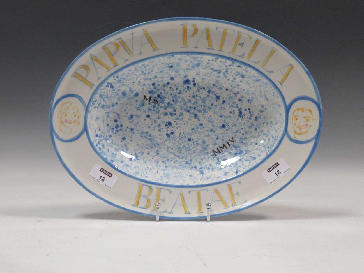 Michael Stennett (British 1946-2020), an oval serving platter, inscribed to the reverse 'Little dish