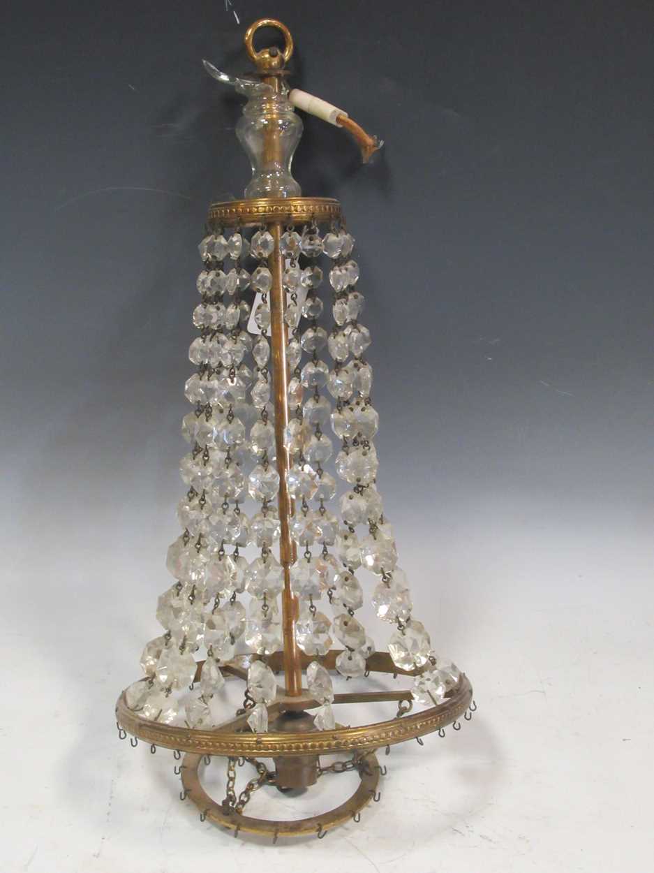 A cut glass bag type chandelier