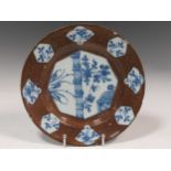 A Bristol or Wincanton Delft plate with powder manganese border, circa 1740Condition report: Wear