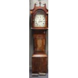 An early 19th century mahogany long case clock, with arch painted dial sined 'barkers easingwold',